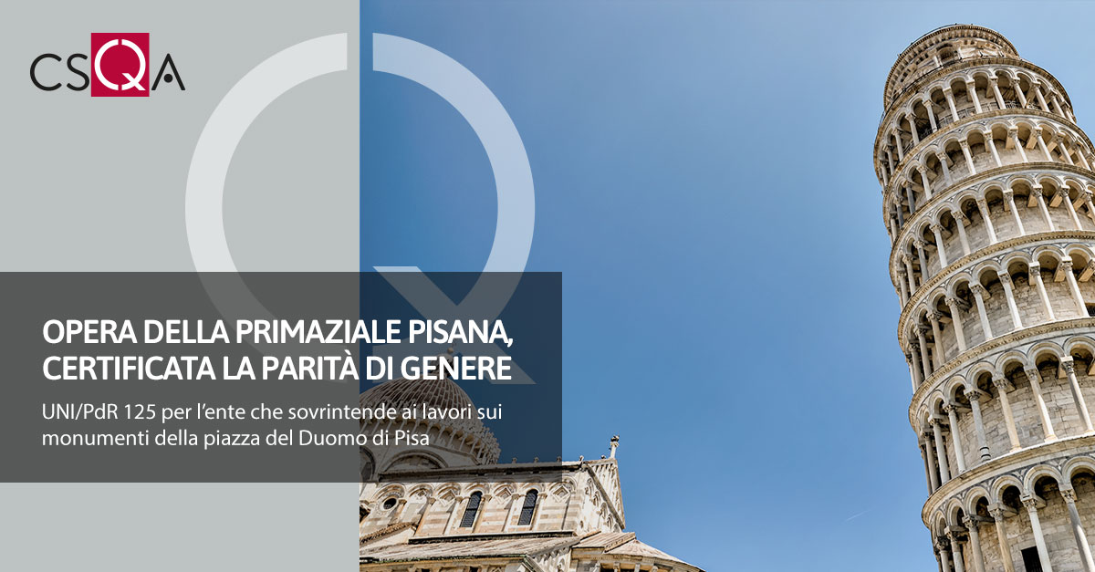 Opera della Primaziale Pisana, certificata la Parità di genere