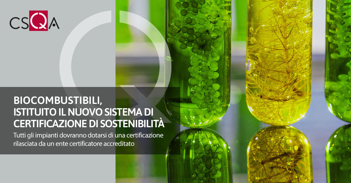 Biocombustibili, il nuovo sistema di certificazione di sostenibilità