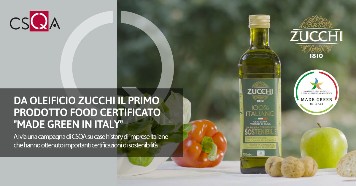 From Oleificio Zucchi the first food product certified "Made Green in Italy"