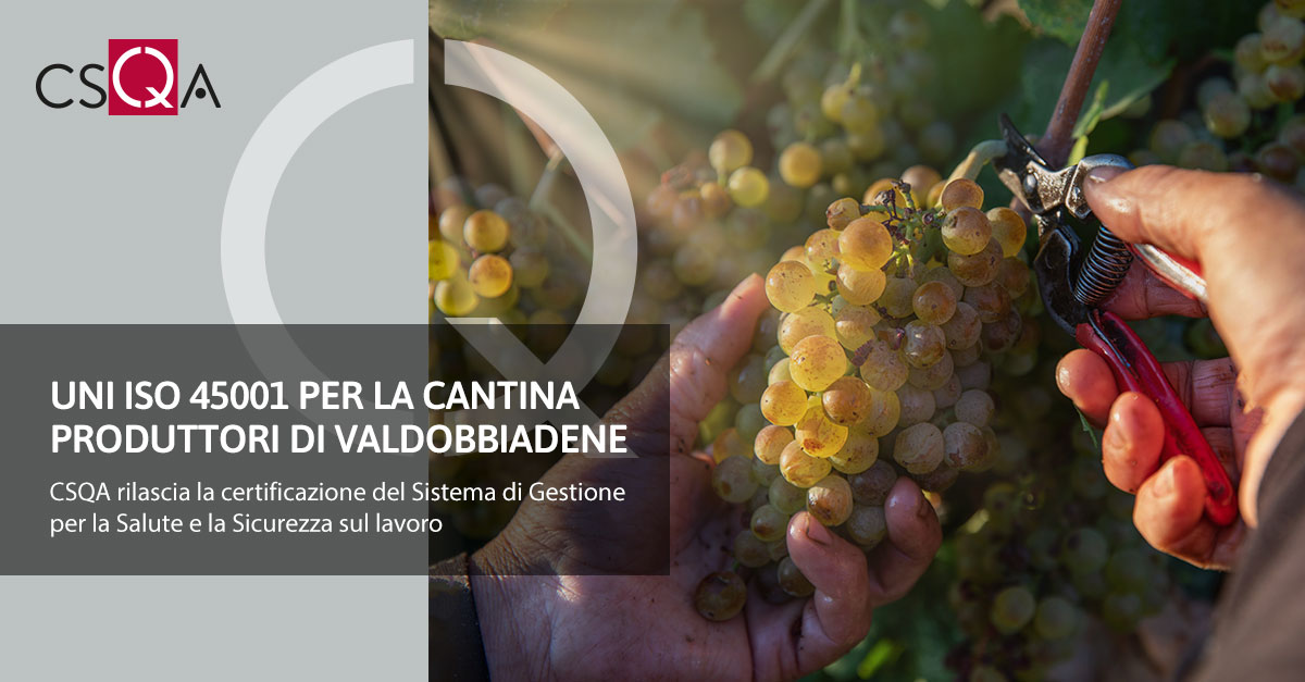 UNI ISO 45001 per la Cantina Produttori di Valdobbiadene