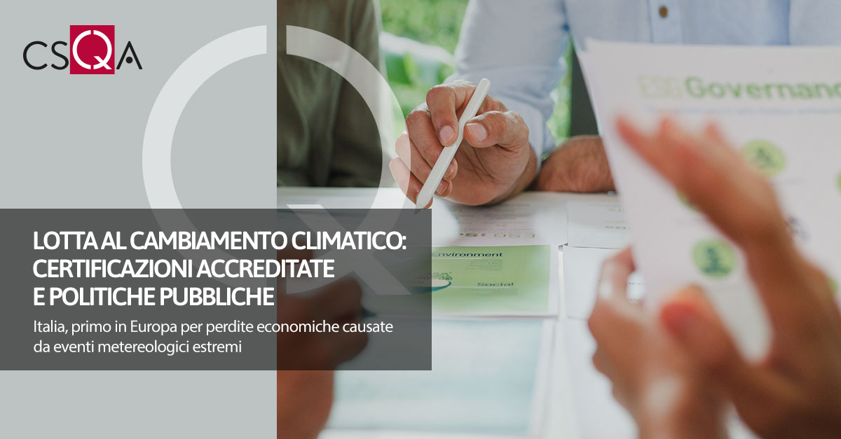 Lotta al cambiamento climatico: certificazioni accreditate e politiche pubbliche