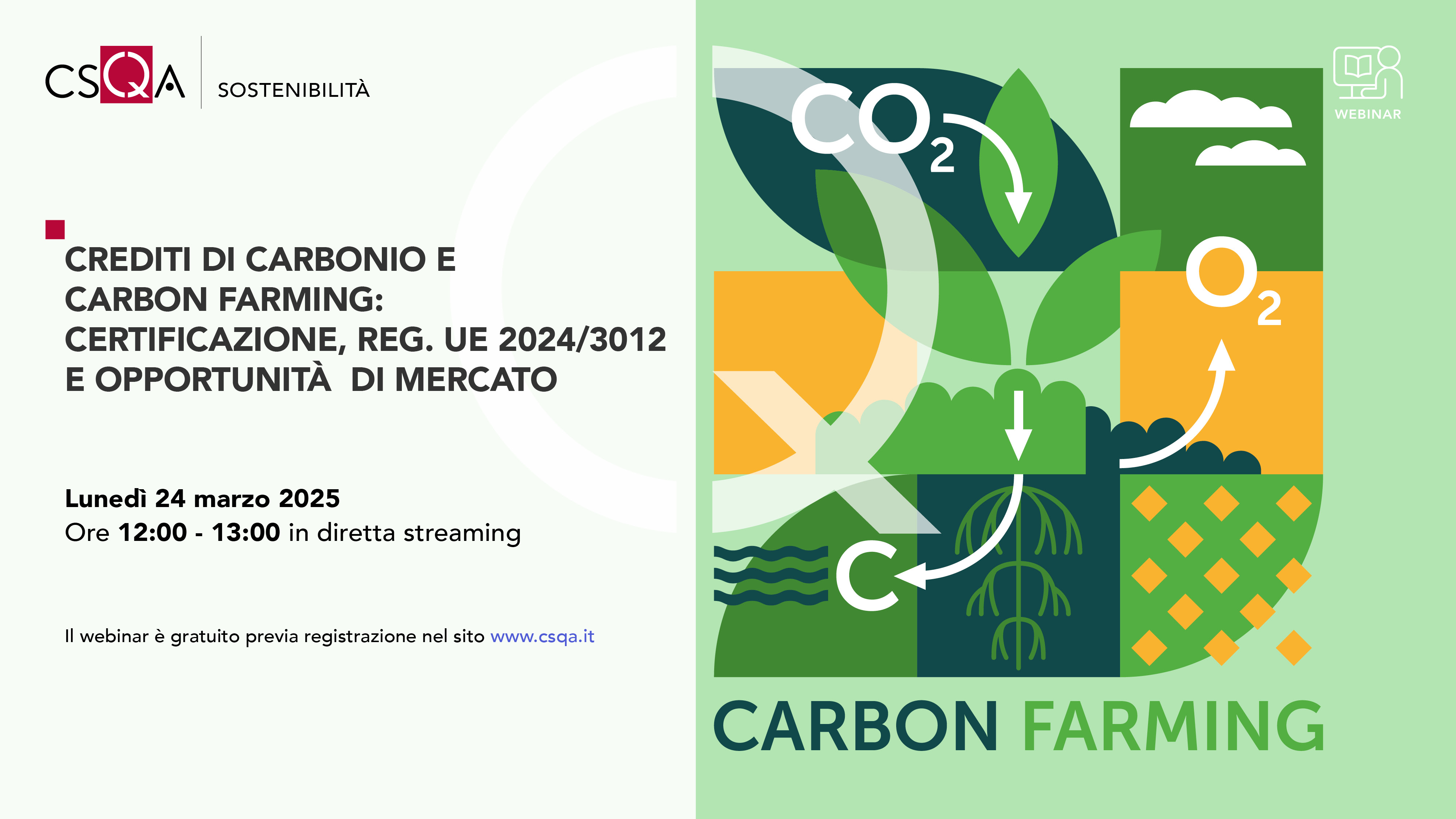 CREDITI DI CARBONIO E CARBON FARMING:CERTIFICAZIONE, REG. UE 2024/3012 E OPPORTUNITÀ  DI MERCATO_Img